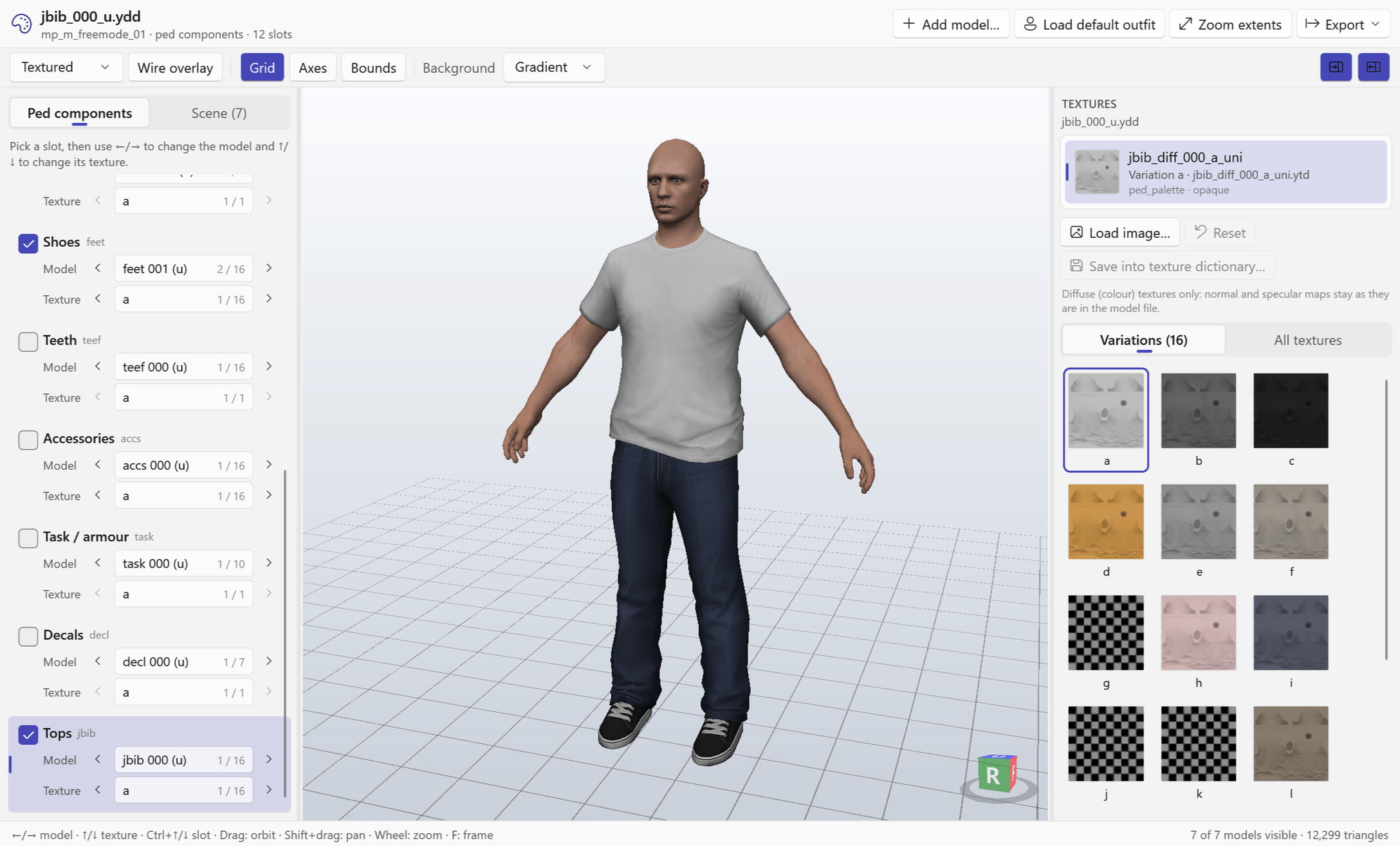 Drawable Studio showing texture variation a (white) of a T-shirt